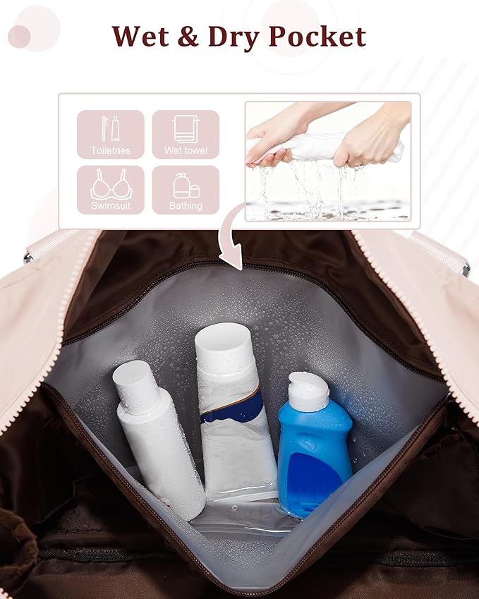Gym Bag for Women,Travel Duffle Bag for Travel with Wet Pocket Weekender Overnight Carry On Tote Bag Luggage Bag with Trolley Sleeve Personal Item Travel Bag Hospital Diaper Bag Pink