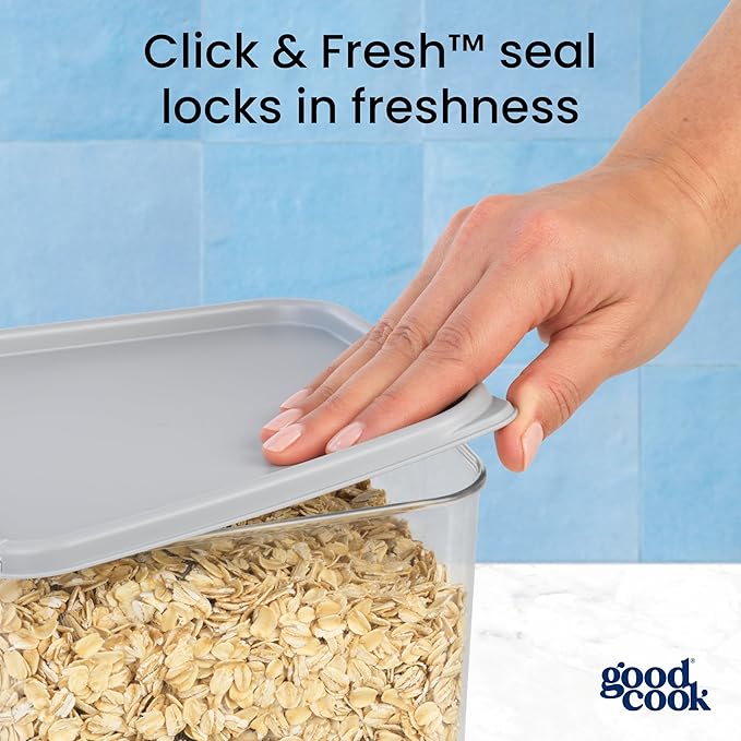 GoodCook Food Storage Container with Lid BPA-Free Modular & Stackable Design, 4.6-Quart, Clear