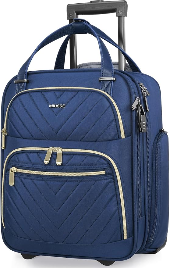 Carry-on Underseat 16-inch Luggage with Wheels, Softside Rolling Carry-on, Lightweight Travel Suitcase for Men Women, Personal Item Rolling Travel Bag