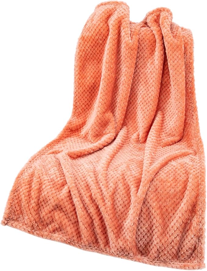 Fuzzy Blanket or Fluffy Blanket for Baby, Soft Warm Cozy Coral Fleece Toddler, Infant or Newborn Receiving Blanket for Crib, Stroller, Travel, Decorative (28Wx40L, XS-Grapefruit)