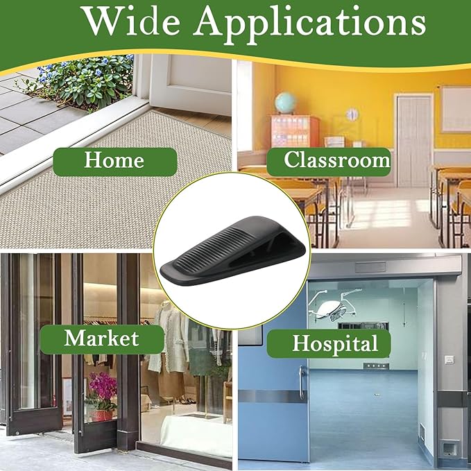 Fursafe&Q Rubber Door Stoppers for Bottom of Door, Door Stop Wedge with Holder, Heavy Duty Doorstops 2 Pack, Wall Protector for Home & Office & School & Commercial Doorstop Keep Open Stack Black