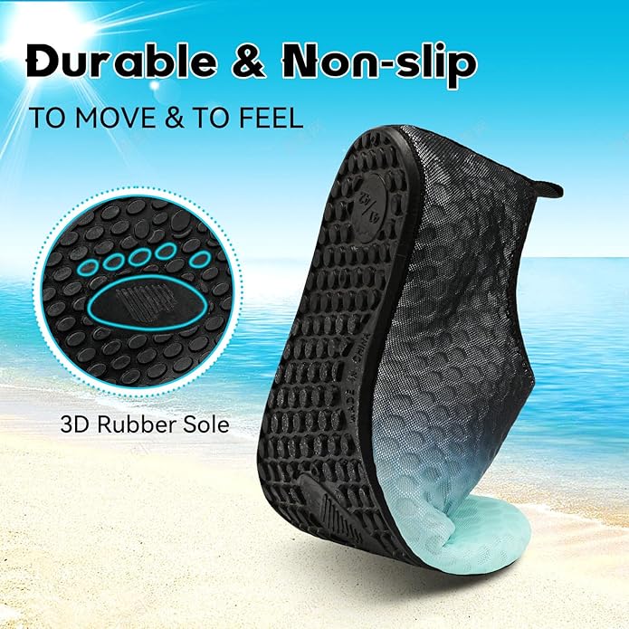 Scurtain Barefoot Water Shoes for Women Men Beach Swim Aqua Socks Summer Quick-Dry Sandals Slippers