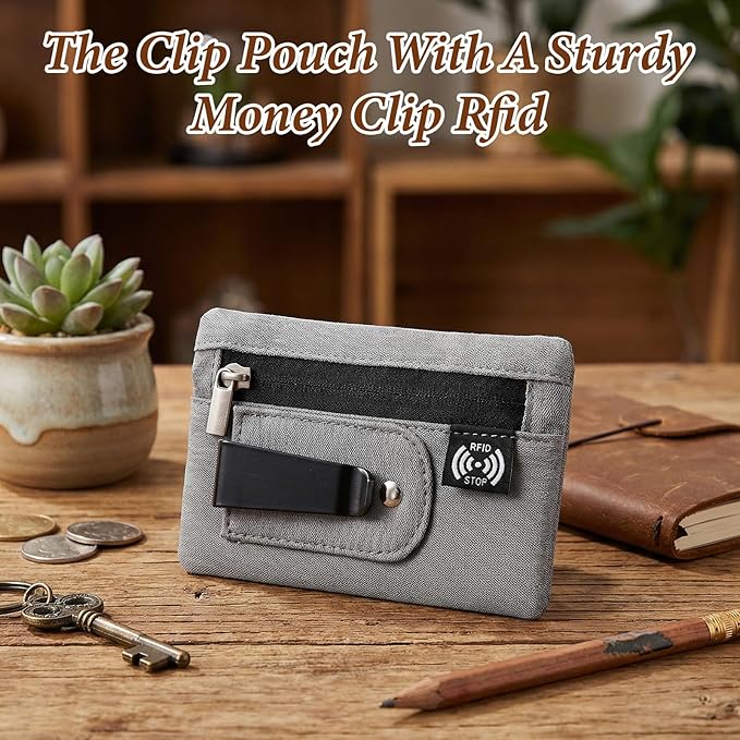 Blocking Clip Stash Pocket, Hidden Wallet, Slim Rfid Lined Wallet Clip Belt, Rfid Blocking Hidden Travel Belt Wallets For Cash Cards Security Organization