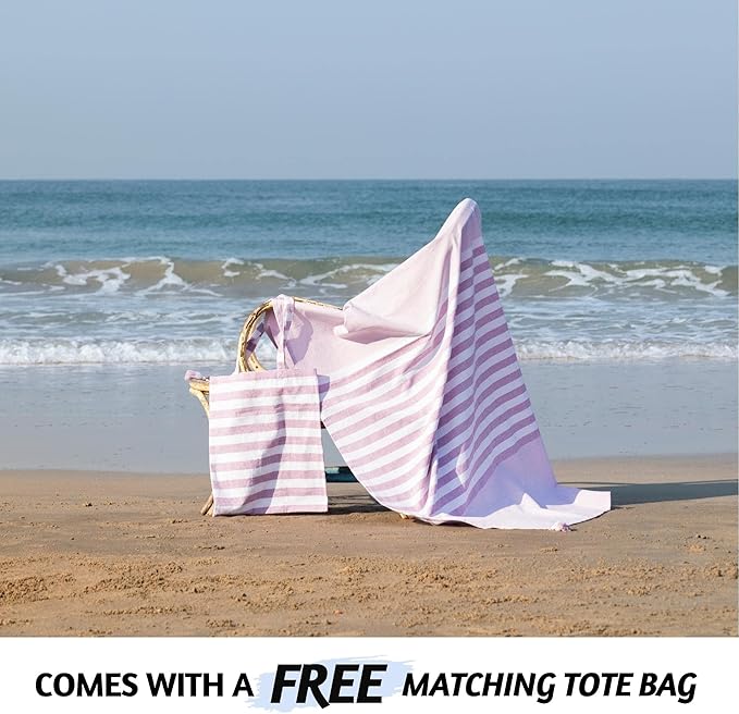 Folkulture Large Tote Bag For Women | 18 x 15 Inch - 100% Cotton Beach Tote Bag With Zipper, Turkish Beach Towel for Adults with Beach Bag 40" x 72" Bath Towels