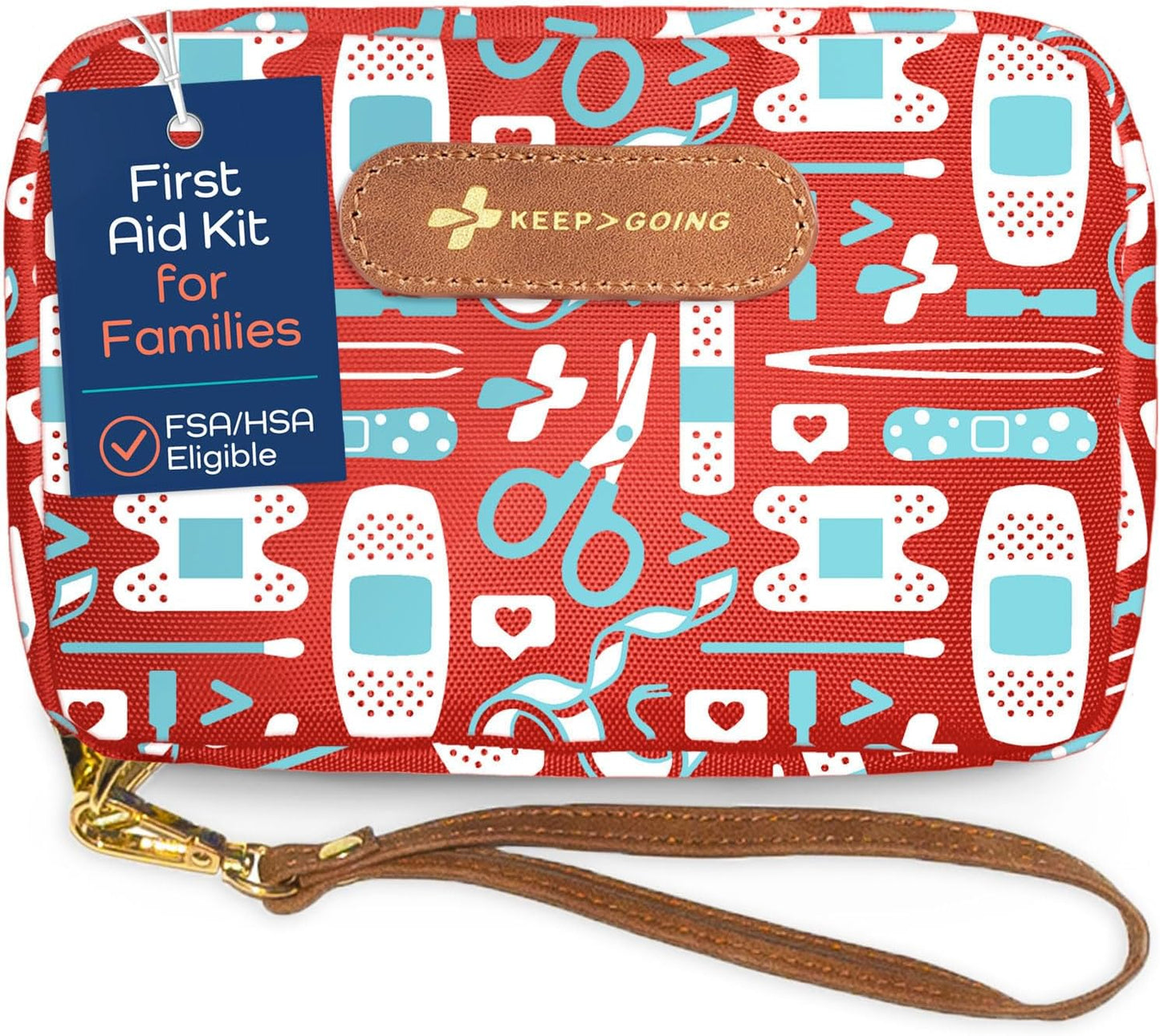 KeepGoing Travel First Aid Kit for Kids – 130 Pc. for Car, Home, Purse, Diaper Bag & Backpack with Latex-Free Bandages - Mini First Aid Kit Travel Size TSA-Approved