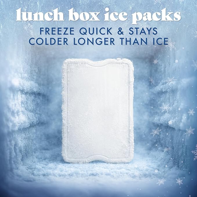 Cool Coolers by Fit & Fresh XL Slim Ice Packs, Quick Freeze Reusable Ice Packs for Lunch Boxes & Coolers, Long-Lasting, Space Saving Cooler Ice Packs, Ivory, 4Pk