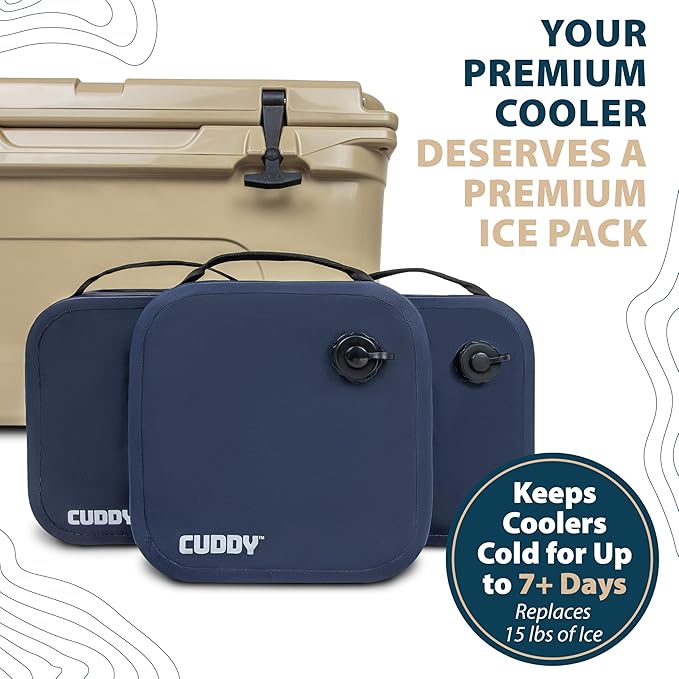 Cuddy Reusable Ice Packs for Coolers - 3 Pack - Premium Long Lasting Freezer Packs for Ice Chest & Camping