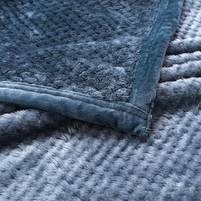 Fuzzy Blanket or Fluffy Blanket for Baby, Soft Warm Cozy Coral Fleece Toddler, Infant or Newborn Receiving Blanket for Crib, Stroller, Travel, Decorative, 30”×40”, Flint Gray+Smoked Blue