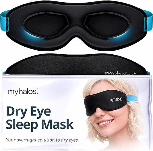 MyHalos® Moisture Chamber Glasses for Dry Eyes - Sleep Mask for Dry Eyes - Reusable & Soft - Hydrating Sleeping Mask & Moisture Goggles for Men and Women