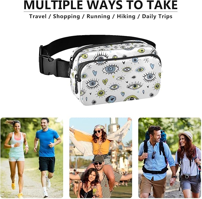 Evil Eyes Fanny Pack for Women Men Water Resistant Fashion Waist Packs with Adjustable Strap Belt Bag for Travel Workout Jogging Hiking 21220456