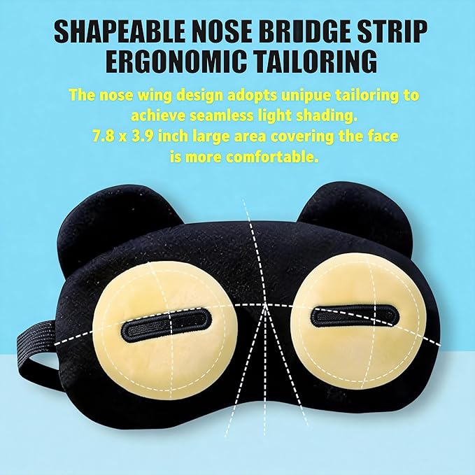 2PCS Cat Eye Sleep Mask for Sleeping, Soft Light Weight Eye Cover with Adjustable Strap,Funny Sleep Mask for Kids Women Men Travel Nap Blindfold Game（Half Closed Eyes+Closed Eyes）