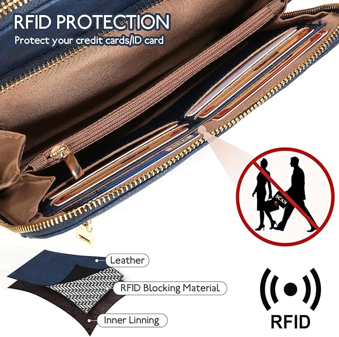 Women's Leather Crossbody Bags Anti Theft Purses RFID Blocking Handbags Trendy Travel Adjustable Strap Tassel