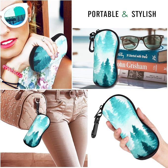 MoKo Sunglasses Soft Case Ultra Light Neoprene Zipper Eyeglass Case for Men Women
