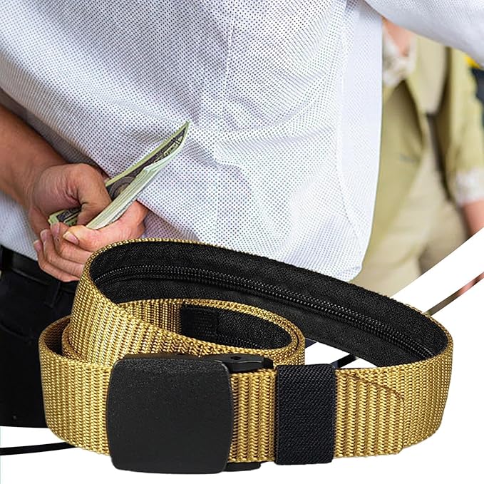 Money Waist Belt, Hidden Travel Pouch, Security Wallet with Blocking, Adjustable Strap for Documents Currency Tickets, Travel Gear, Anti Theft Belt for International Trips