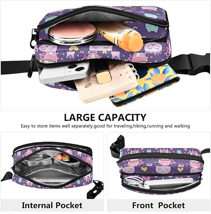 Kawaii Cup Unicorn Fanny Pack for Women Men Water Resistant Fashion Waist Packs with Adjustable Strap Belt Bag for Travel Workout Jogging Hiking 21219144