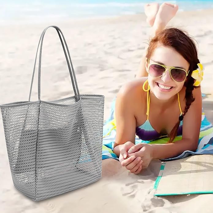 VOROLO Mesh Tote Beach Bag,Women Fairycore Hobo Bag,Shoulder Bag,Soft Summer Casual Crochet Bags
