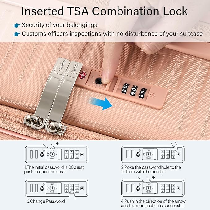 20 Inch Carry on Luggage 22x14x9 Airline Approved Hard Shell Suitcases with Wheels, Top Opening Expandable Carry on Luggage with Cup Holder Small Rolling Suitcase with Lock, Pink