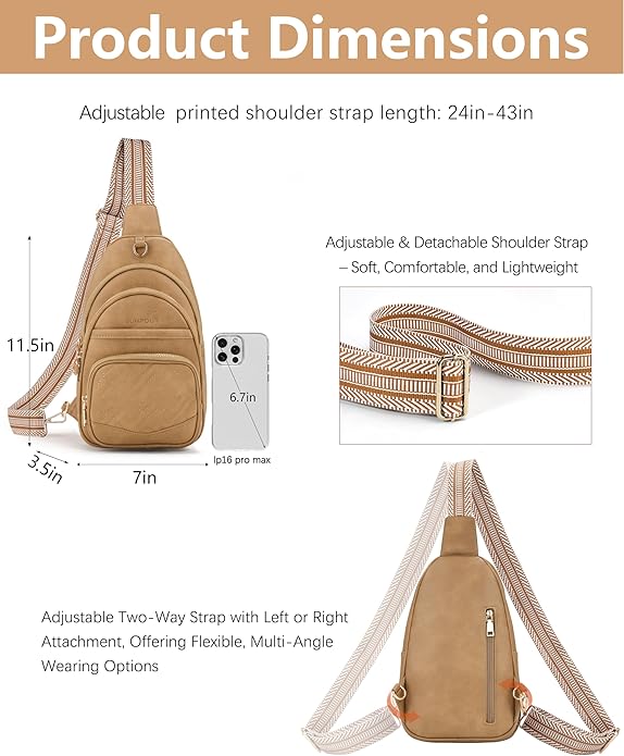Anti Theft Crossbody Bags for Women, RFID Vegan Leather Sling Purse, Travel Chest Bag & Fanny Pack