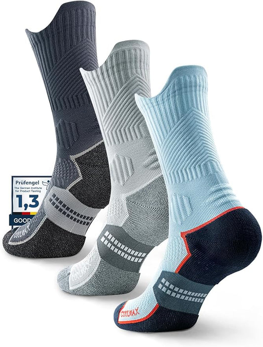 Compression Running Socks, Bamboo Viscose Coolmax Moisture-Wicking Anti-Blister Athletic Hiking Workout Gym Padded