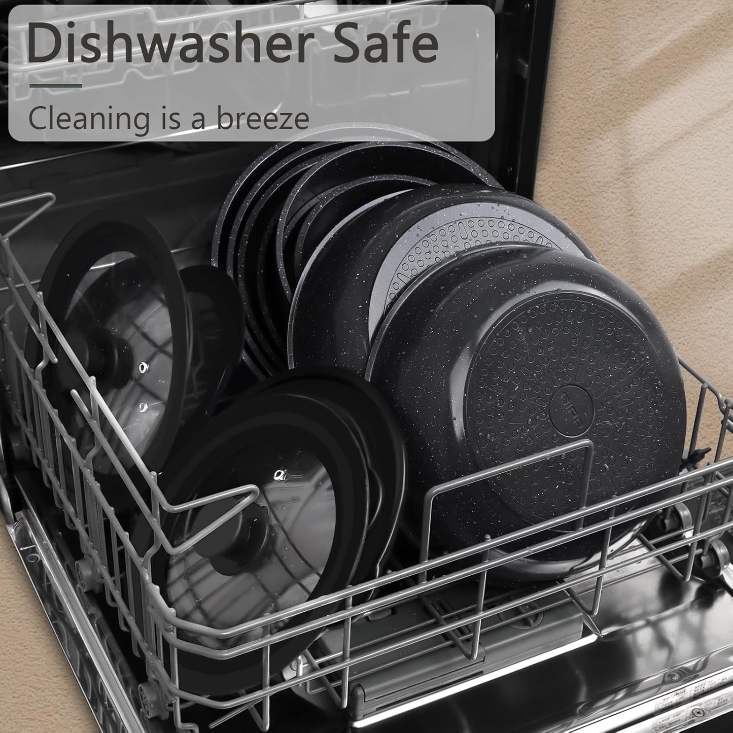 GiPP Ceramic Pots and Pans Set Non Stick, Nonstick Detachable Handle Cookware Sets, Healthy Non Toxic PFAS PFOA & PTFE Free, Dishwasher ＆Oven Safe, Induction Kitchen Pot and Pan, 15 Piece Grey