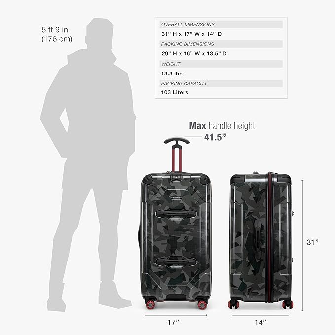 Traveler's Choice Maxporter II Polycarbonate Hardside Trunk with Spinner Wheels, Gray Camo, 30-Inch Trunk