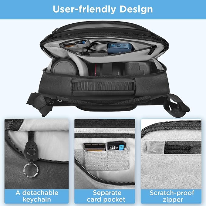 Camera Sling Bag,Waterproof Camera Case with Tripod Holder,Lightweight DSLR/SLR/Mirrorless Camera Bags Crossbody for photographers-Black