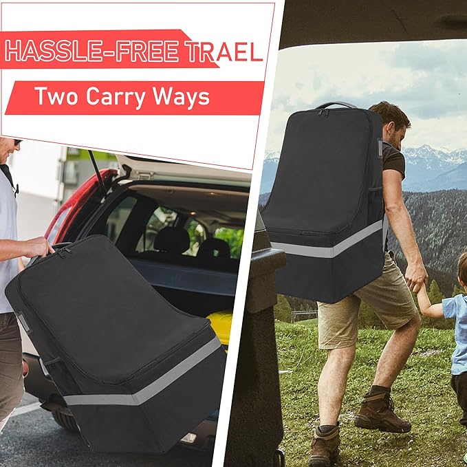 Padded Car Seat Travel Bag for Airplane, Heavy Duty Car Seat Bag for Air Travel Gate Check Carseat Carrier Bag with Shoulder Strap, Fits Most Baby & Infant Car Seats