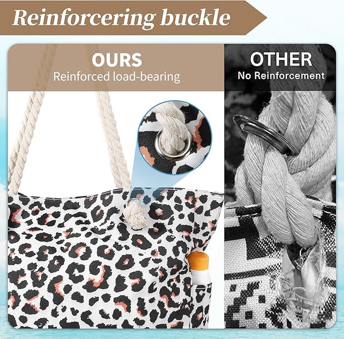 Pleneal Beach Bags For Women - Large Beach Bags with Zipper Waterproof Sandproof Swim Pool Beach Bag