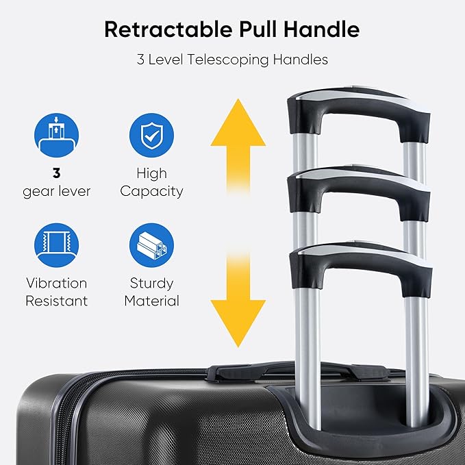 OLIXIS 25 Inch Carry-On Luggage with Spinner Wheels, Travel Suitcase with TSA Approved Lock, for Business & Travel–Black