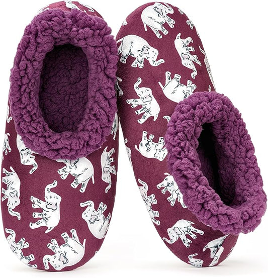 Soft Fuzzy Slippers for Women Indoor, Warm Furry House Sock Shoes Fluffy Lined, Bedroom Booties Non-Slip Gripper Soles, Winter Cozy Christmas Gifts