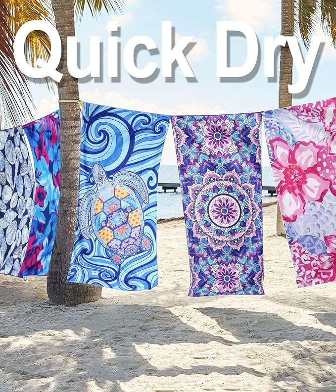 Margelife Sand Proof Microfiber Beach Towels Adult –Quick Fast Dry Beach Oversized for Swim Pool Yoga Travel Blanket Essentials Lightweight Accessories Must Haves Women Gifts Butterfly Coconut Tree