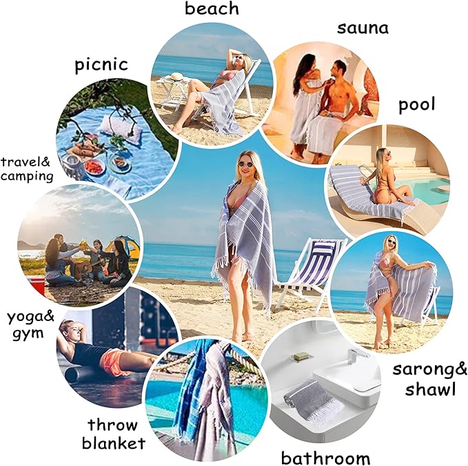 Beach Towel 2 Pack,Sand Free Beach Towels Oversized 39 x 72,Turkish Beach Towel Quick Dry Towel,Lightweight Pool Towels for Adults Travel Towel,Cool Beach Accessories Super Absorbent Towels
