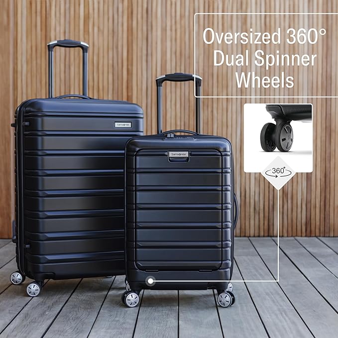 Samsonite Omni 2 Hardside Expandable Luggage with Spinner Wheels, 2-Piece Set (19/24), Midnight Black