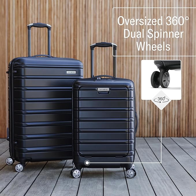 Samsonite Omni 2 28-Inch Large Checked Hardside Luggage with 360° Spinner Wheels - Scratch Resistant Hardshell - TSA Lock - Expandable Polycarbonate Shell for Lightweight Travel - Midnight Black