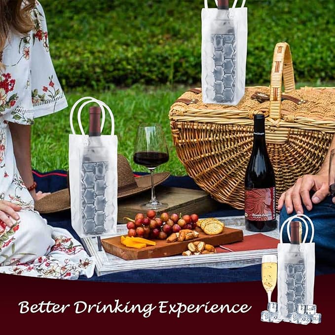 Ice Wine Bag, Beer Cooler, Wine Refrigerator, Wine Bottle Cooler, Portable Folding Transparent Beer Bag, Suitable for Champagne or White Wine, Chilled Beer, Parties, Wine Cooling Bucket