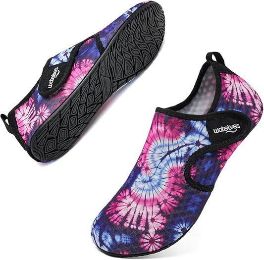 WateLves Water Shoes for Women Men Swim Beach Aqua Socks Quick Dry Barefoot House Slippers Travel Shoes with Adjustable Magic Tape for Pool Diving Boating Yoga Surf