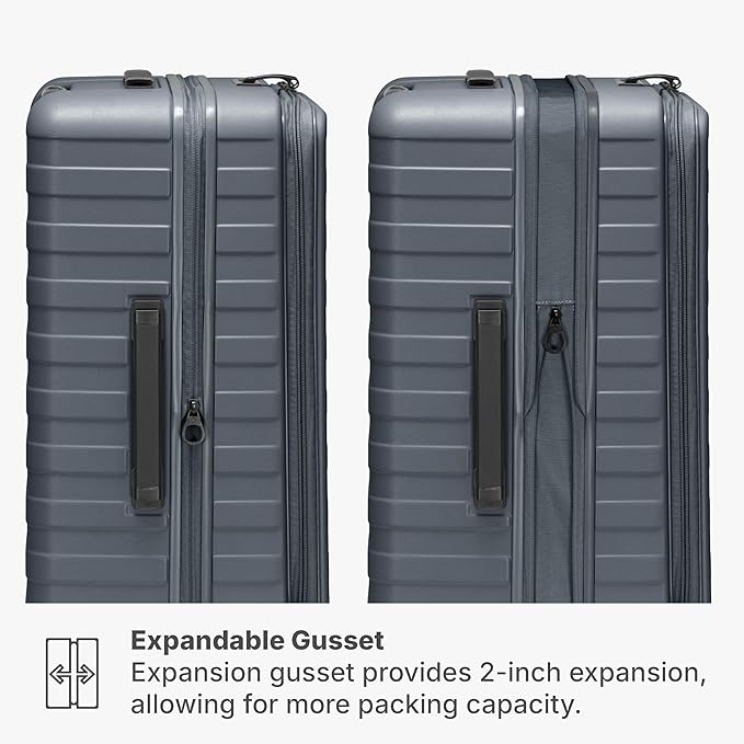 Traveler's Choice Novia Top Opening Expandable Polycarbonate Luggage with Spinner Wheels, Slate Blue, 30-Inch Large