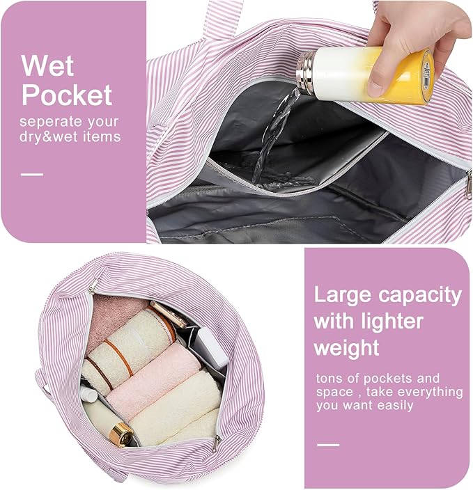 Bluboon Waterproof Beach Tote Pool Bags for Women Ladies Extra Large Carry On Bag With Wet Compartment for Weekender Travel