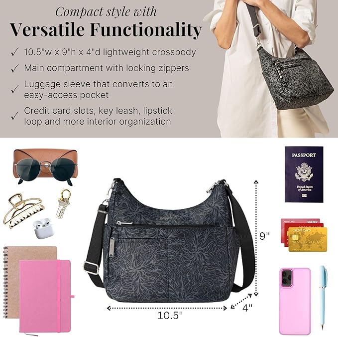Baggallini Women's Securtex Anti-theft Free Time Crossbody Bag | Securtex, Anti-Theft