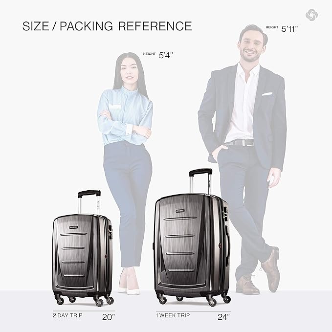 Samsonite Winfield 2 Hardside Luggage with Spinner Wheels, 2-Piece Set (20/24), Charcoal