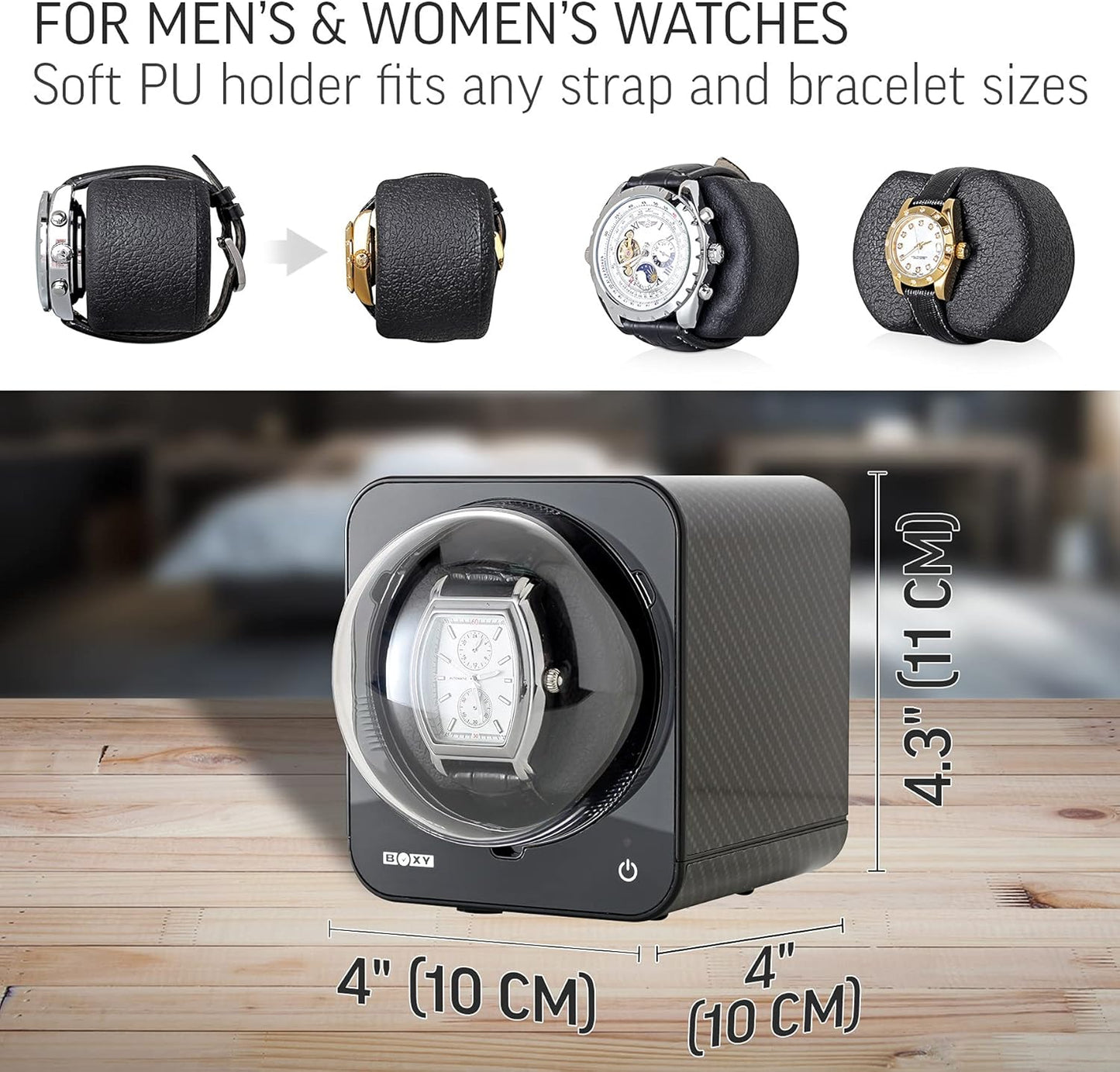Watch Winder for Automatic Watch with Vertical Rotor Stop (with AC Adapter)