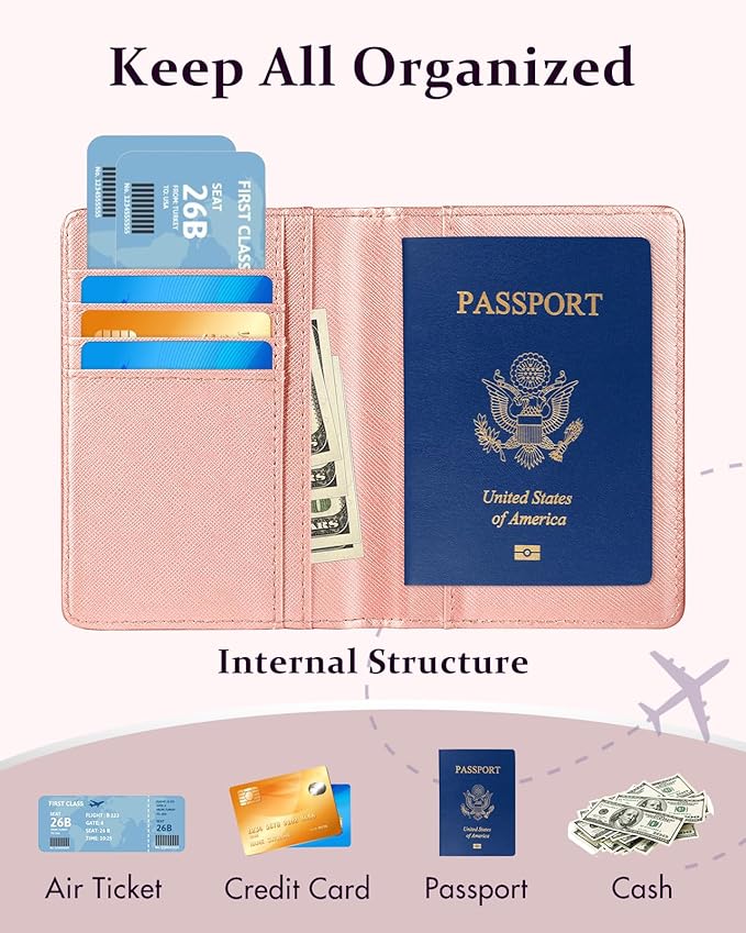 Slohif Passport Holder Initial Lugguage Tag Set Suitcase Cover Wallet Case for Travel Women - Leather Letter Passport Book Personalized Organizer Card Protector Sleeve Essentials Slim Carrier Red L