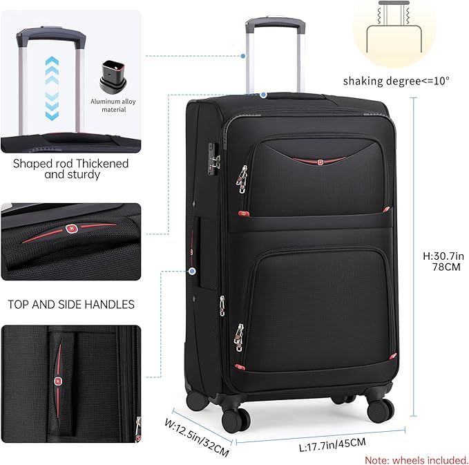 Softside Expandable Luggage with 4 Spinner Wheels, Durable Checked-Luggage Suitcase (Purple, 29-Inch)