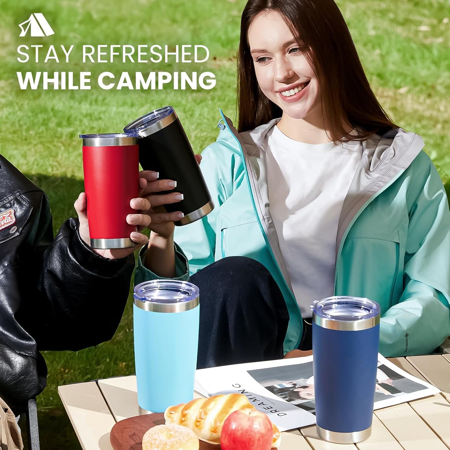 MEWAY 20oz Tumbler 12 Pack Double Wall Vacuum Insulated Travel Glitter Mug Bulk, Stainless Steel Tumblers with Lid and Straw, Powder Coated Coffee Cups for Woman(Rainbow White,Set of 12)