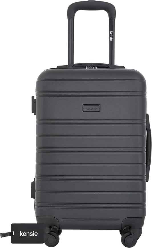kensie 22" Peonies Hardside Carry-On Luggage with ID Tag, Black