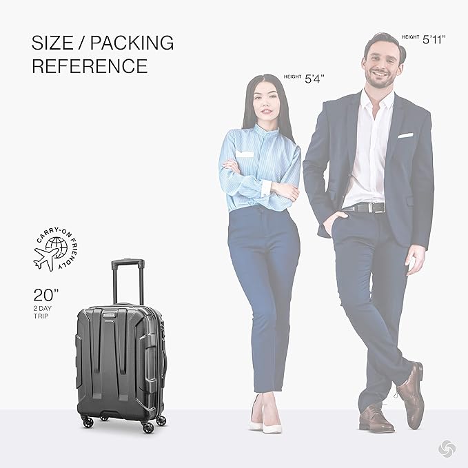 Samsonite Centric Hardside Expandable Luggage with Spinner Wheels, Black, Carry-On 20-Inch