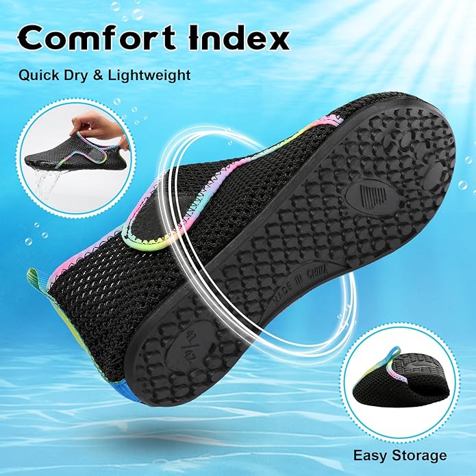 Scurtain Barefoot Water Shoes for Women Men Beach Swim Aqua Socks Summer Quick-Dry Sandals Slippers