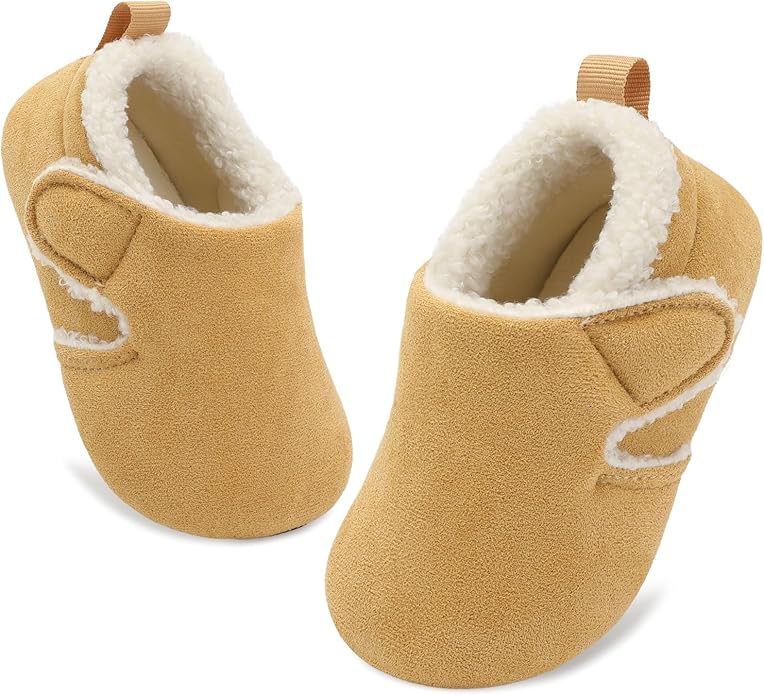 JOINFREE Toddler Slippers Boys Girls Adjustable House Shoes Barefoot Sock Shoes with Rubber Sole Baby Comfort Warm Indoor Outdoor Walking Shoe
