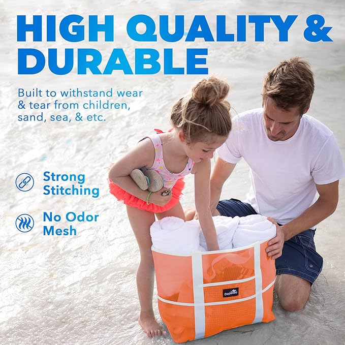 Dejaroo Mesh Sand Free Bag - Strong Lightweight Bag For Beach & Vacation Essentials. Tons of Storage!
