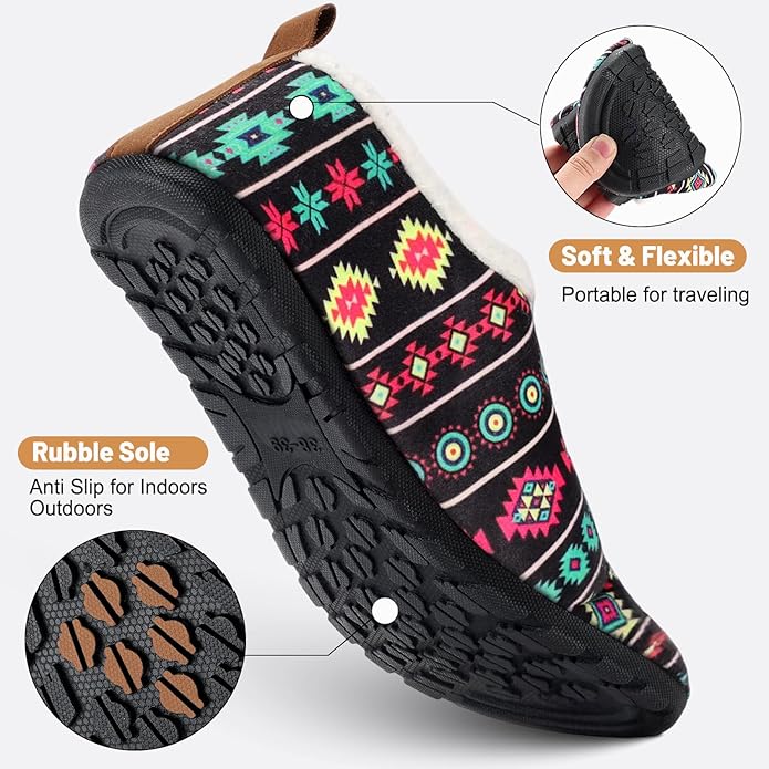 Ultrafun House Slippers for Women Men Slip on Barefoot Slippers Socks Soft Lightweight Rubble Sole House Shoes Indoor/Outdoor